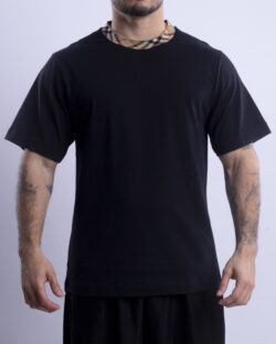 CAMISETA DE ALGODÓN CON RIBETE DE CUADROS